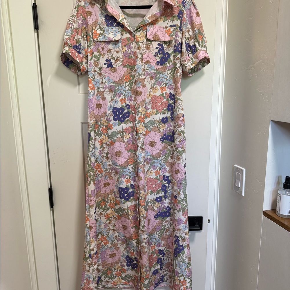 Floral Pink and Purple Maxi Dress